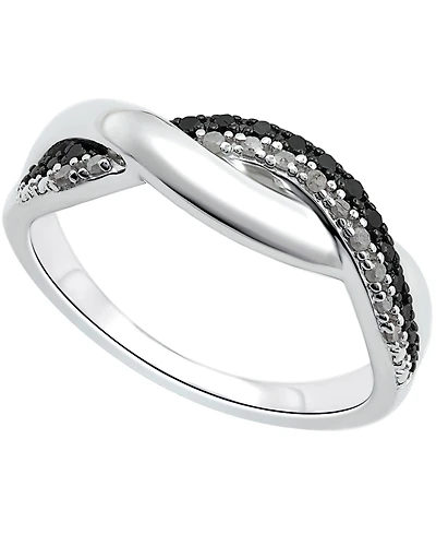 Black Diamond (1/10 ct. t.w.) & White (1/0 Twist Ring Sterling Silver