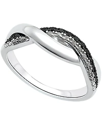 Black Diamond (1/10 ct. t.w.) & White (1/0 Twist Ring Sterling Silver