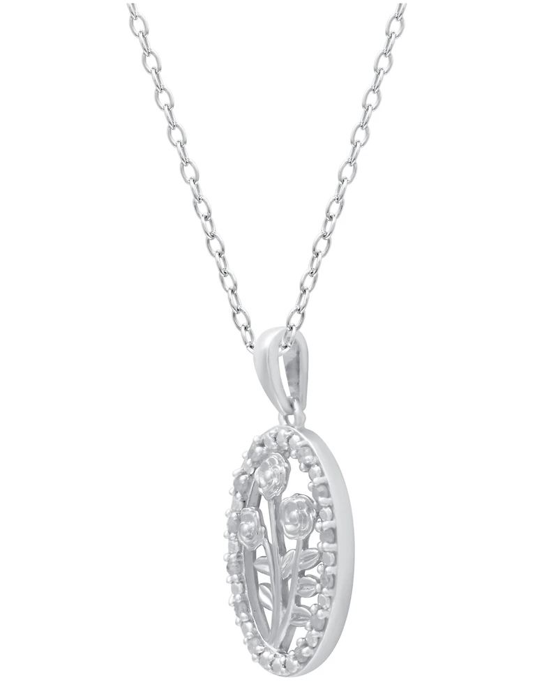 Diamond Bouquet 18" Pendant Necklace (1/10 ct. t.w.) in Sterling silver or Sterling Silver & 14k Gold-Plate