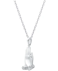 Diamond Praying Hands 18" Pendant Necklace (1/10 ct. t.w.) in Sterling Silver