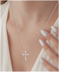 Diamond Loop Cross 18" Pendant Necklace (1/10 ct. t.w.) in Sterling Silver