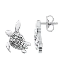 Diamond Turtle Stud Earrings (1/10 ct. t.w.) in Sterling Silver