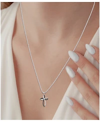 Black & White Diamond Cross 18" Pendant Necklace (1/6 ct. t.w.) in Sterling Silver