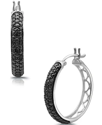 Black Diamond Hoop Earrings (1/6 ct. t.w.) in Sterling Silver