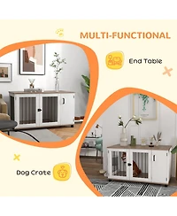 Ruie Large Dog Crate Furniture End Table with Side Cabinet Storage
