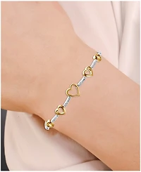Diamond Graduated Heart Bolo Bracelet (1/6 ct. t.w.) in Sterling Silver & 14k Gold-Plate