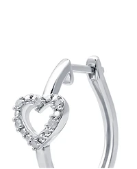 Diamond Heart Hoop Earrings (1/10 ct. t.w.) in Sterling Silver