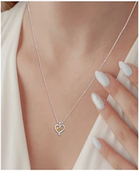 Diamond Mom Heart 18" Pendant Necklace (1/10 ct. t.w.) in Sterling Silver & Gold-Plate