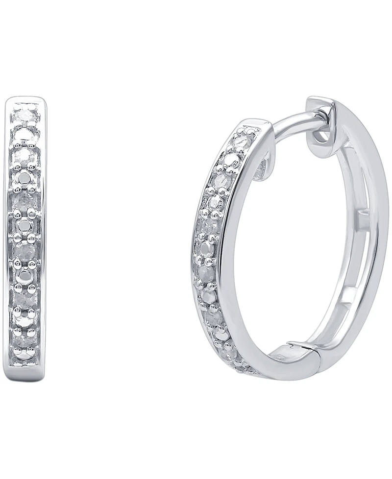 2-Pc. Set Diamond Hoop Earrings (1/6 ct. t.w.) in Sterling Silver & 14k Gold-Plated Sterling Silver