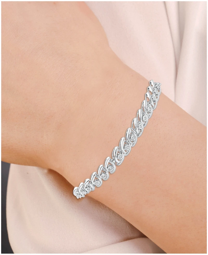 Diamond Wave Bolo Bracelet (1/6 ct. t.w.) in Sterling Silver