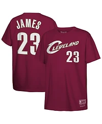 Mitchell & Ness Big Boys and Girls LeBron James Wine Cleveland Cavaliers Hardwood Classics Name Number T-Shirt