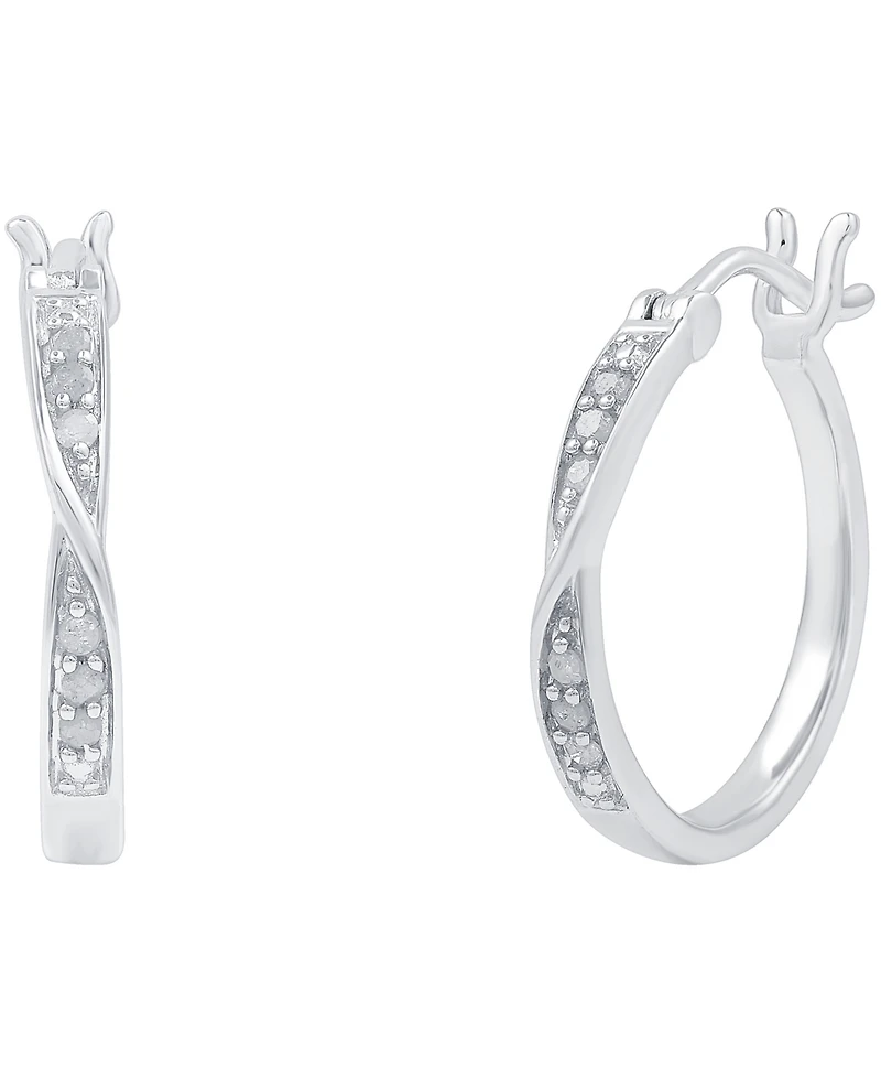 Diamond (1/10 ct. t.w.) Bypass Hoop Earrings in Sterling Silver