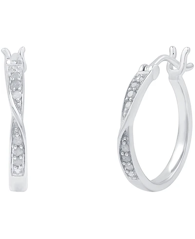 Diamond (1/10 ct. t.w.) Bypass Hoop Earrings in Sterling Silver