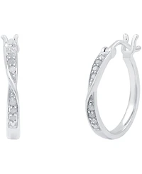 Diamond (1/10 ct. t.w.) Bypass Hoop Earrings in Sterling Silver