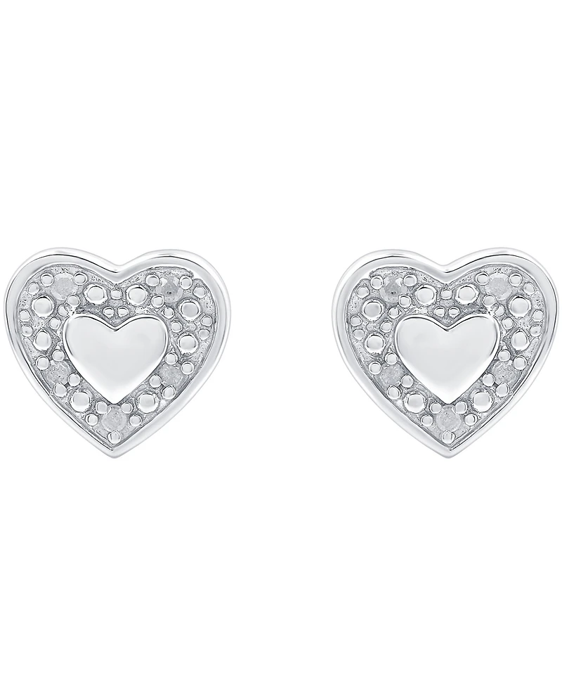 Diamond Heart Stud Earrings (1/10 ct. t.w.) in Sterling Silver