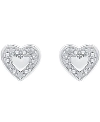 Diamond Heart Stud Earrings (1/10 ct. t.w.) in Sterling Silver