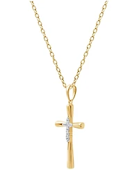 Diamond Cross 18" Pendant Necklace (1/10 ct. t.w.) in 14k Gold-Plated Sterling Silver