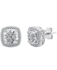 Diamond Cluster Miracle Plate Stud Earrings (1/10 ct. t.w.) in Sterling Silver