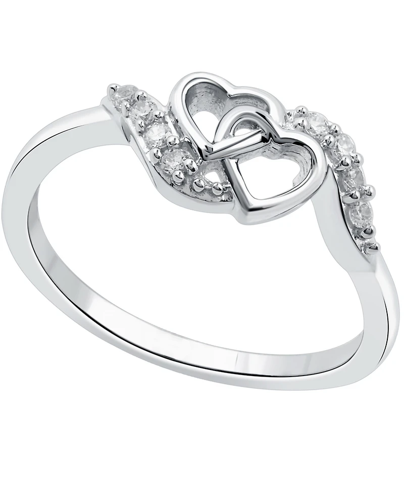 Diamond Interlocked Heart Ring (1/10 ct. t.w.) Sterling Silver