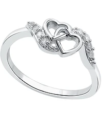 Diamond Interlocked Heart Ring (1/10 ct. t.w.) Sterling Silver