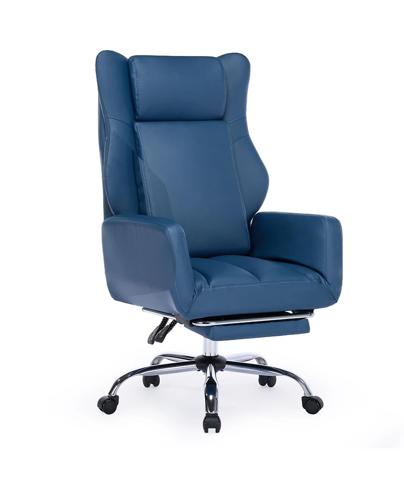 Dyhome Pu Leather Cross-legged Office Chair, Criss Cross Executive Desk Chair with Flip-up Arms