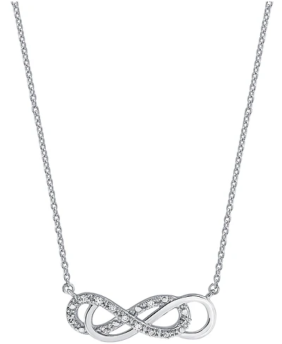 Diamond Double Infinity Pendant Necklace in Sterling Silver (1/10 ct. t.w.)