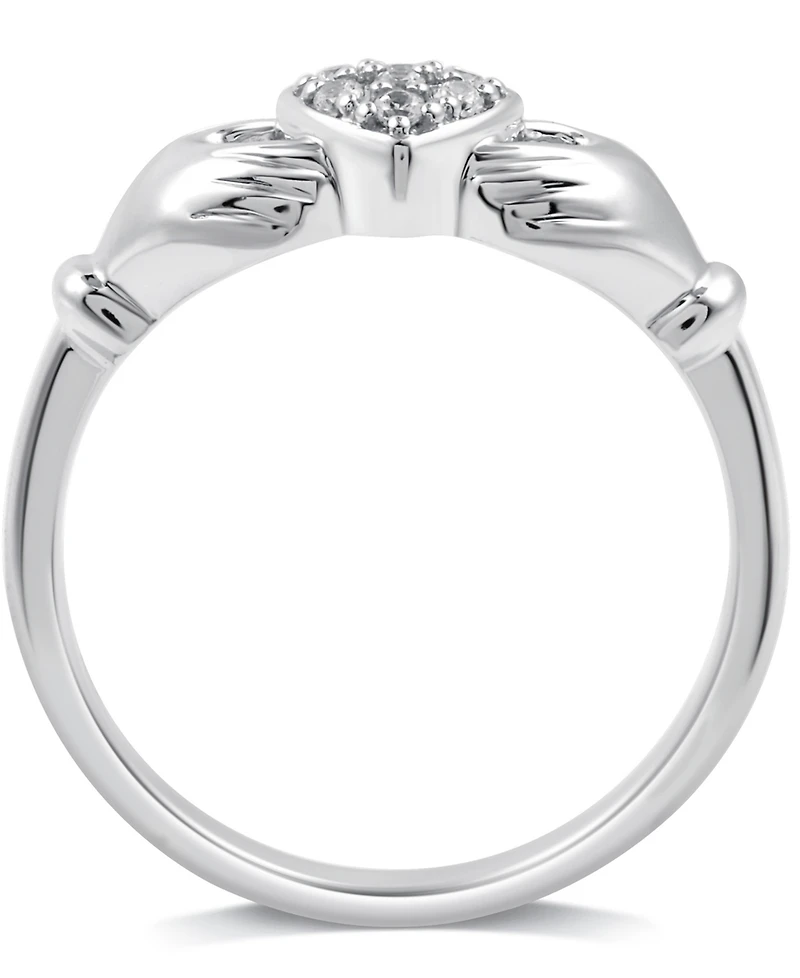 Diamond Claddagh Ring Sterling Silver (1/10 ct. t.w.)