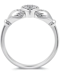 Diamond Claddagh Ring Sterling Silver (1/10 ct. t.w.)
