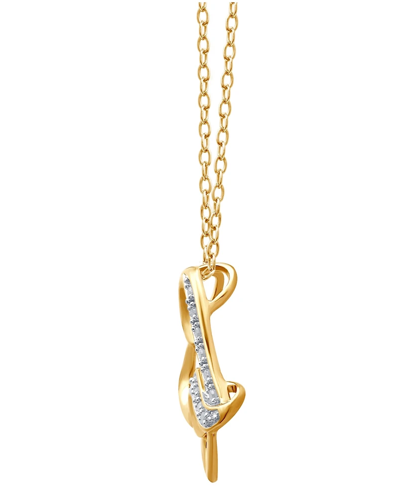 Double Wavy Heart Diamond Pendant Necklace in 18k Gold over Sterling Silver (1/10 ct. t.w.)
