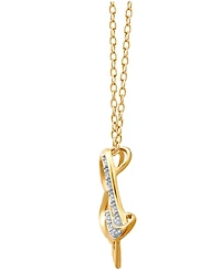 Double Wavy Heart Diamond Pendant Necklace in 18k Gold over Sterling Silver (1/10 ct. t.w.)