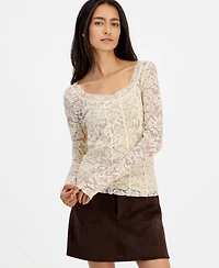 And Now This Women's Lace Long-Sleeve Corset Top, Macy's Exclusive