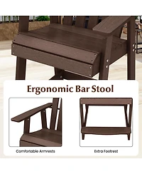 Costway 4 Pcs Tall Bar Stool Hdpe Patio Chair with Armrest Footrest Home Indoor Outdoor
