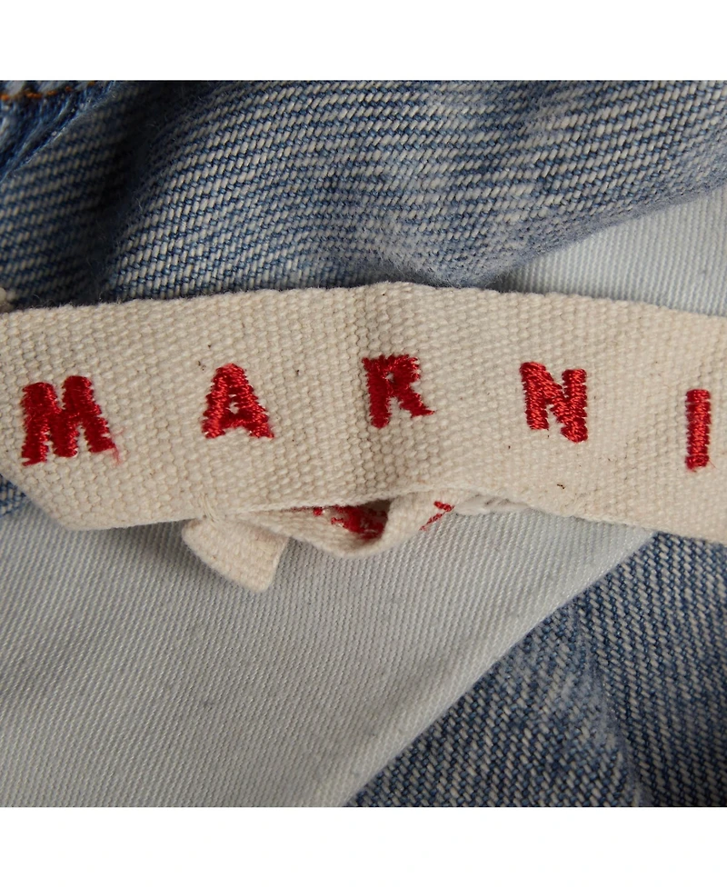 Pre-Owned Marni Men's Logo Print Denim Drawstring Shorts