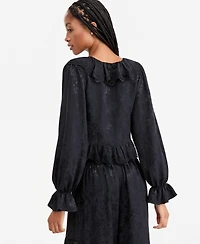 And Now This Women's Balloon-Sleeve Ruffle-Jacquard Blouse, Macy's Exclusive