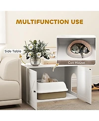 Ruie Cat Litter Box Furniture Enclosure with Barn Door and Tabletop