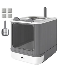 Ruie Enclosed Cat Litter Box with Front Entry Top Exit and Drawer