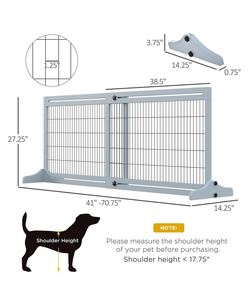 Ruie Extra Wide Adjustable Freestanding Wooden Pet Gate Indoor Dog Barrier