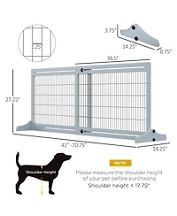 Ruie Extra Wide Adjustable Freestanding Wooden Pet Gate Indoor Dog Barrier