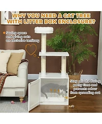 Ruie Cat Tree with Litter Box Enclosure Scratching Posts and Bed