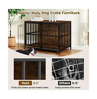 Ruie Dog Crate Furniture Kennel End Table with Dual Lockable Double Doors