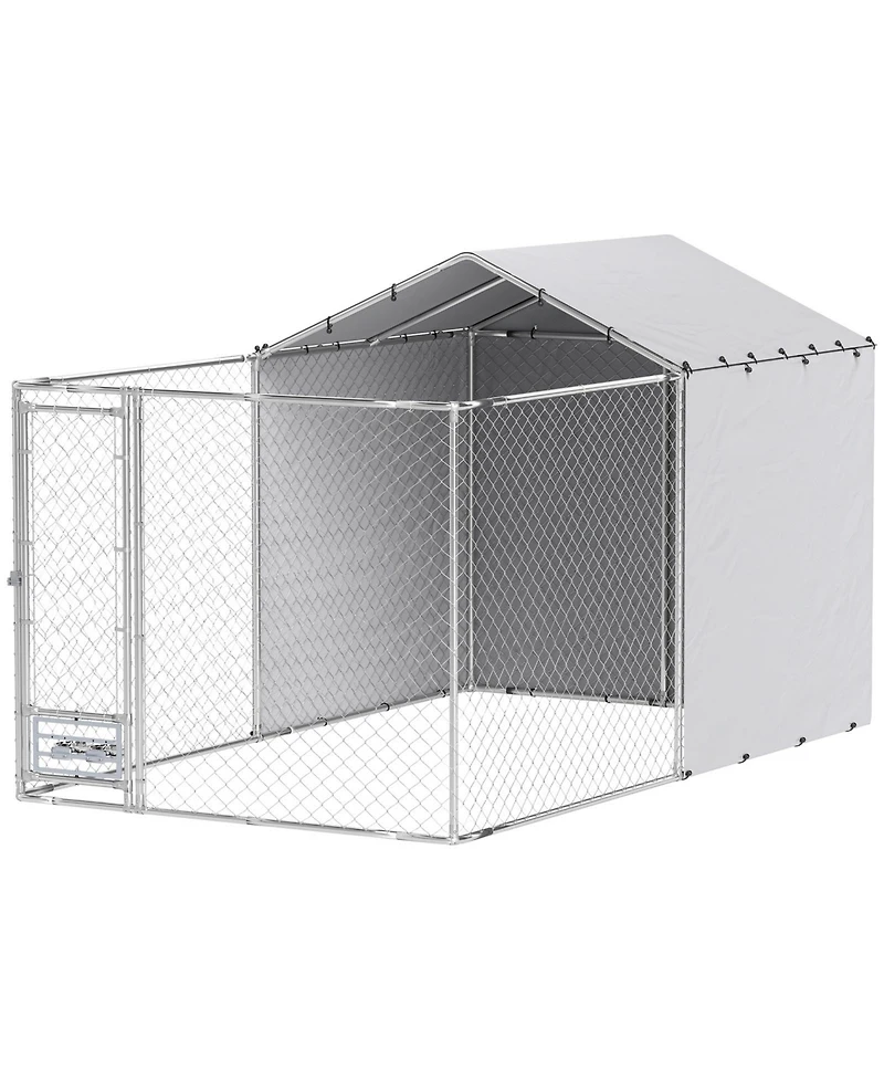 Ruie Galvanized Chain Link Outdoor Dog Kennel with Waterproof Cover