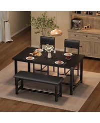 gaomon Dining Table Set for 4, Kitchen and 2 Upholstered Chairs with Bench, Wooden Rectangular Room