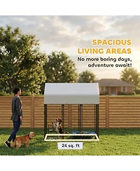 Ruie Outdoor Dog Kennel Welded Wire Dog Playpen with Roof Cover