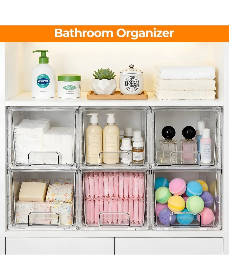 Xdovet Stackable Plastic Organizer Drawers Bathroom Kitchen Pantry Makeup Storage