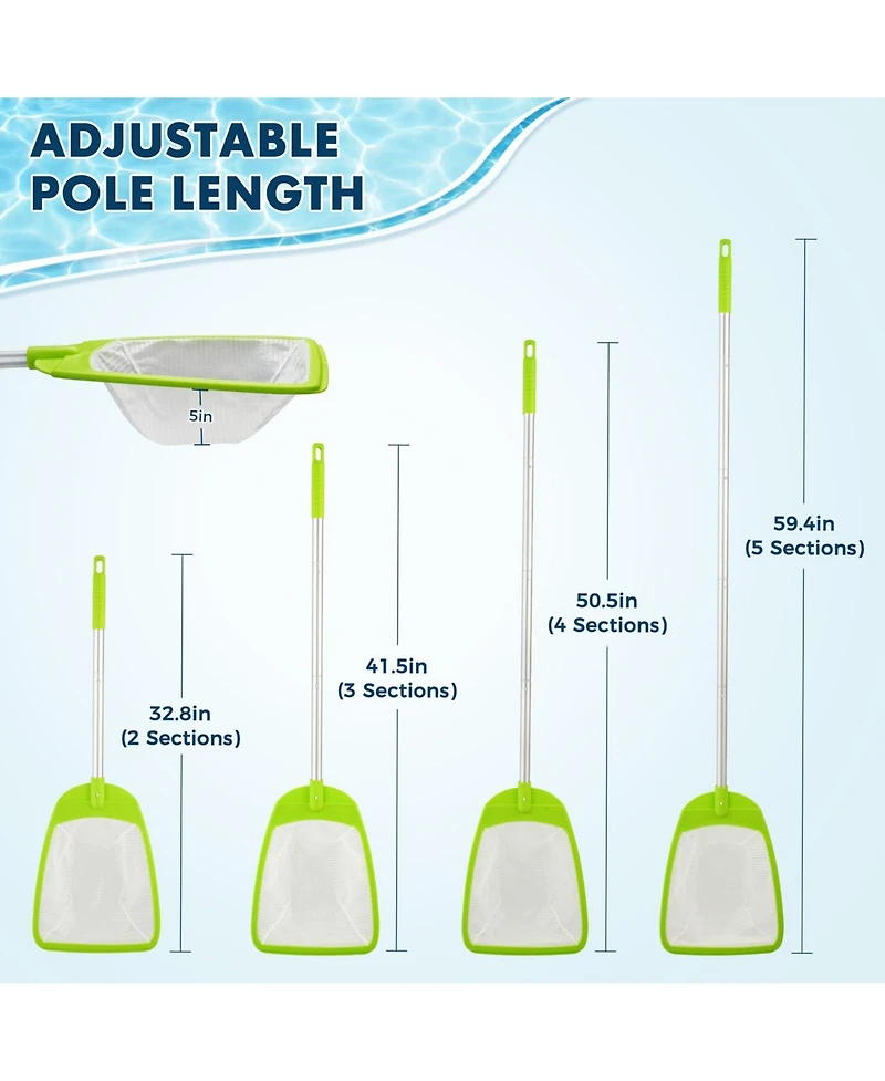 Xdovet Pool Skimmer Net Leaf Rake Aluminum Pole