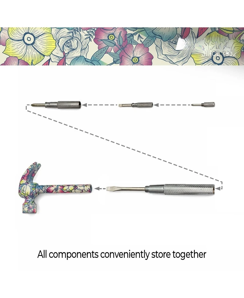 Xdovet 6 1 Hammer Multifunction Claw Tool Flower Print