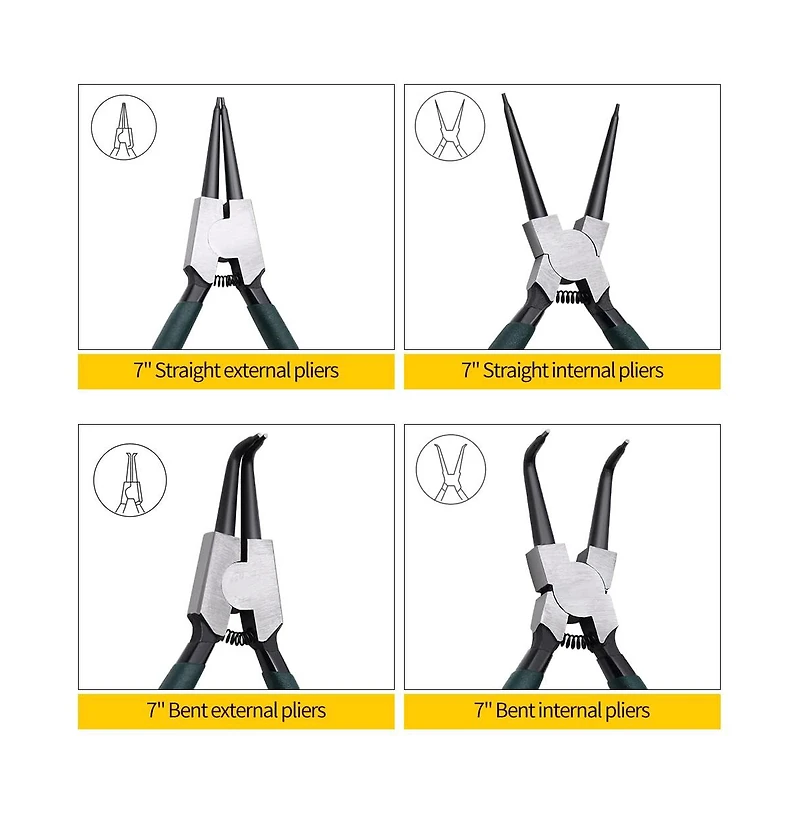 Xdovet Snap Ring Pliers Set Internal External Circlip Kit Straight Bent Jaw