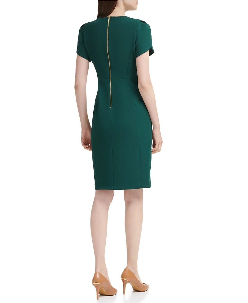 Calvin Klein Petite Tulip-Sleeve Jewel Neck Sheath Dress