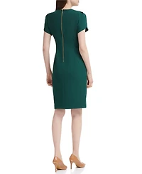 Calvin Klein Petite Tulip-Sleeve Jewel Neck Sheath Dress