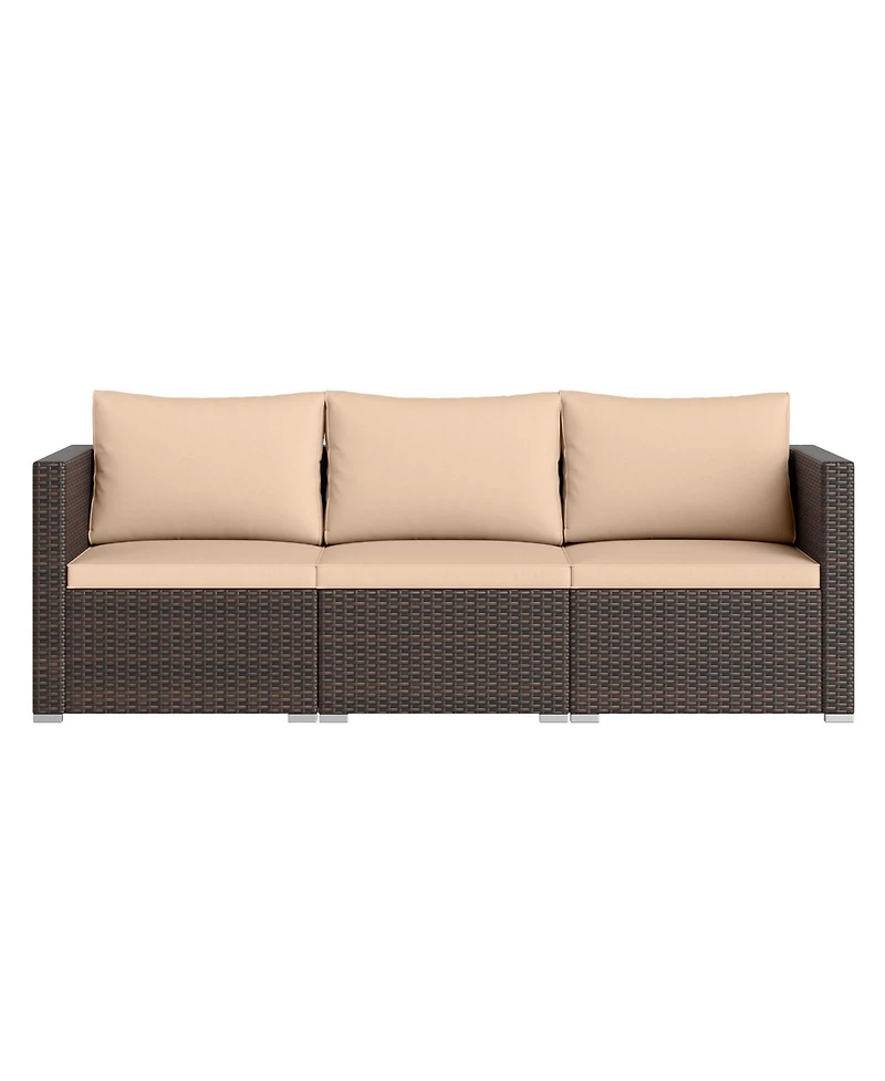 Sugift 3 Pieces Patio Sectional Sofa Set with Soft Cushions
